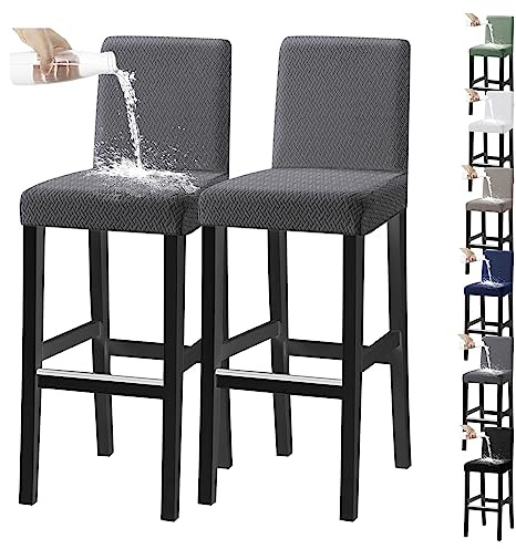 Vattentäta Stretchöverdrag Till Barstolar Med Universal Passform For Restauranger Och Hotell(Grey 2pcs)