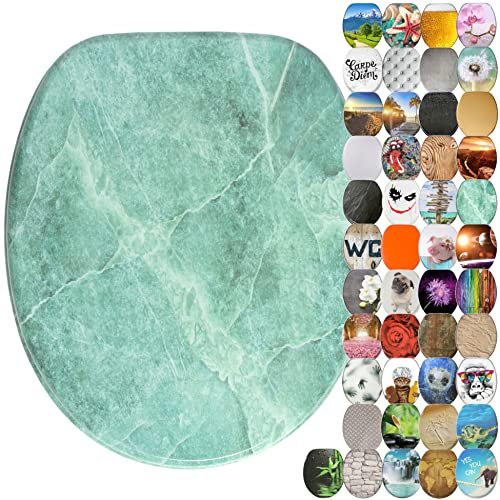 Sanilo Soft Close Toilet Seat, Wide Choice of New Toilet Seats, Stable Hinges, Easy to Mount (Marble Green)