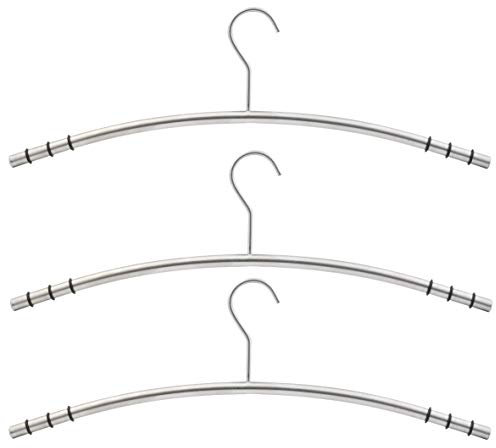 axentia 3-teiliges Kleiderbügel-Set mit Antirutsch-Funktion, Edelstahl/Silikon