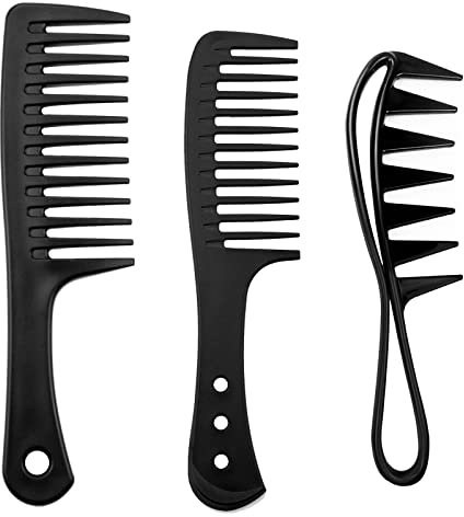 3Pcs Wide Tooth Comb for Curls - Large Salon Teeth Shark Combs - Anti-Static Styling Hair Tool for Women and Men