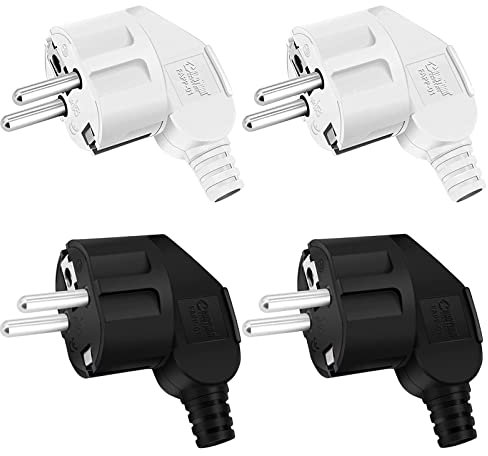 250v Fiche Electrique 4 Pièces Prise De Contact De Protection Prise De Contact Avec Terre Fiches De Contact De Protection 16a / 250v Pour Câble 8-10mm, Ip20 Pour Usage Intérieur, Noir/Blanc