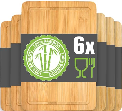 DuneDesign Set di 6 Taglieri in Legno 22x15 - Tagliere Compatto per Antipasti, Aperitivi, Stuzzichini - Vassoi Rustici per Cucina, Servizio in Tavola, Bar e Catering - Mini Asse da Portata Decorativa