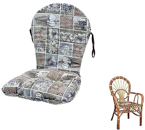 Cuscino per poltrona sedia big sole in vimini e bamù fantasia cuori