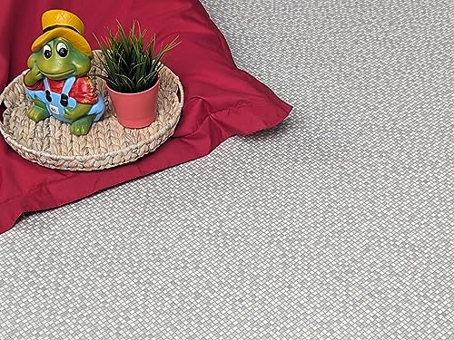 PVC Bodenbelag Vinylboden in silber grauen Kästchen, Zuschnitt (2m breit / 1m lang)