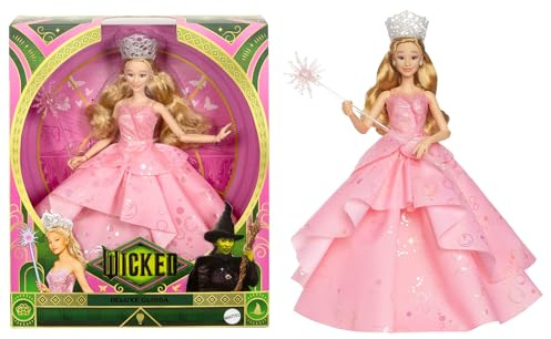 Mattel Wicked Poupée Glinda et accessoires de mode, dont couronne et sceptre, tenue inspirée du film et multiples poses, HXY37, Elphaba