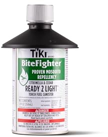 TIKI BiteFighter® 12 Ounce TIKI Torch Fuel Ready 2 Light®, Citronella & Cedar Mosquito Repellent Formula | Tiki Torch Fuel for Outdoor & Backyard Use | Ideal for Torches & Table Torches