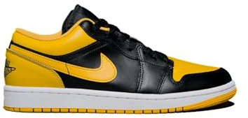 NIKE Herren Air Jordan 1 Low Sneaker, Schwarz, Gelb, Ockerweiß, 44 EU