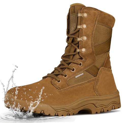 FREE SOLDIER Bottes tactiques pour hommes, 8 pouces, bottes de combat légères, durables, en cuir suédé, bottes de travail militaires, bottes de désert
