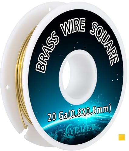 20 Gauge Square Brass Wire 0.8x0.8mm (30FT) - Uncoated Metal Craft Wire for Beading, Model Making, Artisan Projects