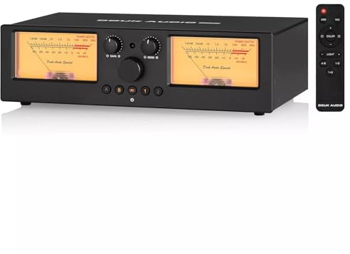 Douk Audio VU3 PRO Dual Analog VU Meter, 2-Way Amplifier/Speaker Switch, 2-IN-2-OUT Audio Switcher Box with DB Panel Display