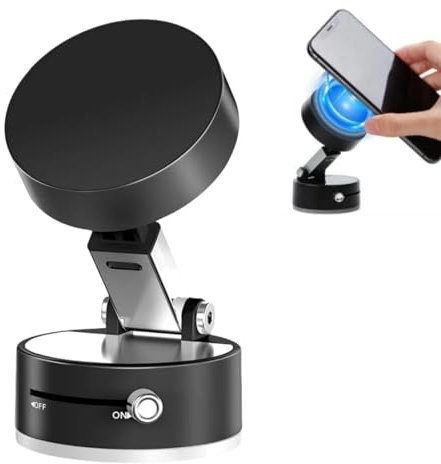 Vacuum Magnetic Suction Phone Holder, Suction Cup Phone Mount Retractable Folding Mobile Phone Stand Magnetic Cell Phone Holder Car Car Heater Windscreen Fan (A)