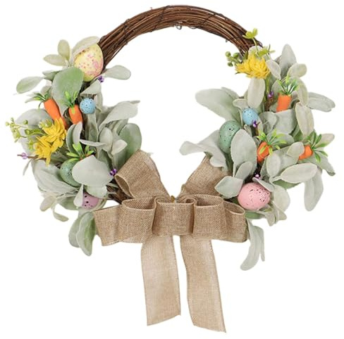 Bkljkf Corona Decorativa, Corona de Puerta - 15,8 Pulgadas Artificial primaveral Nudo de ratán, Guirnalda de Plantas, decoración de Pared de Mimbre, casa de Campo, decoración de Ventana para