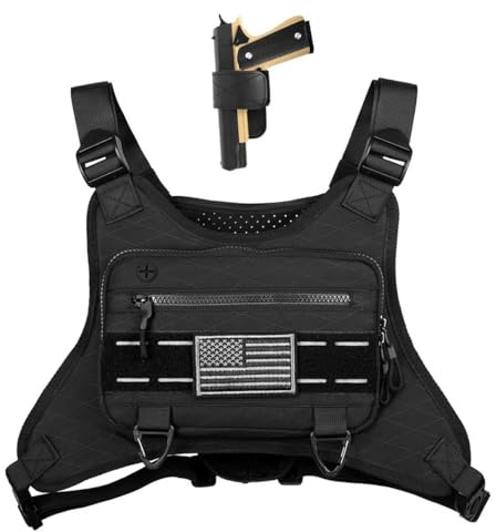 GAZJYUSP Marsupio sportivo da uomo, adatto per la maggior parte delle pistole, per corsa, escursionismo, allenamento (colore nero con fondina)