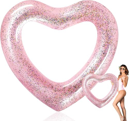 Anello da nuoto a forma di cuore, 120 cm, gonfiabile, per piscina, spiaggia, feste (rosa-b)