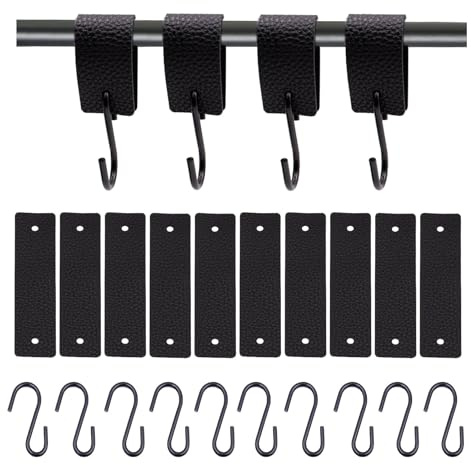 chuanhylis 10 Piezas Ganchos para Colgar, Acero Inoxidable Colgadores, Anillo de Cuero Ganchos, para Dormitorios de Cocina y Baño, Fuerte Capacidad de Carga