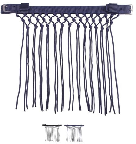 netproshop Fliegenfransen geknotet - Stirnriemen am Halfter zu befestigen Shetty Pony Cob Full schwarz oder dunkelblau, Groesse:Shetty, Farbe:Dunkelblau