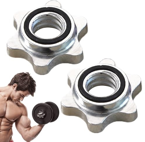 Manchettes de poids – Haltères avec écrou hexagonal et 2 barres | Pinces robustes en fonte de 2,5 cm avec clip d'haltère inclus pour haltérophilie, gym, fitness à domicile