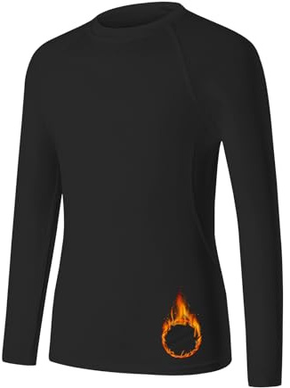 HYCOPROT Camiseta Térmica para Niños Ropa Interior Térmica de Manga Larga Camiseta Interior de Forro Polar para Jóvenes Ropa Funcional Transpirable para Esquiar en Invierno Fútbol Senderismo Ciclismo
