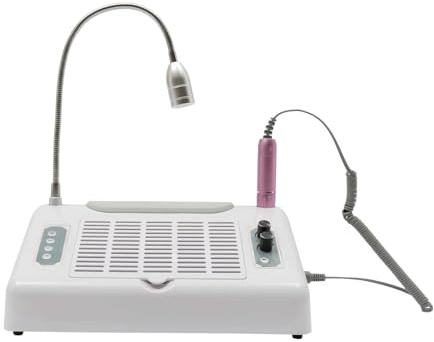 Nageldammsugare, 5-i-1 manikyrmaskin med UV LED-nagellampa, torktumlare, dammsugare och dammuppsamlare for nagelborr