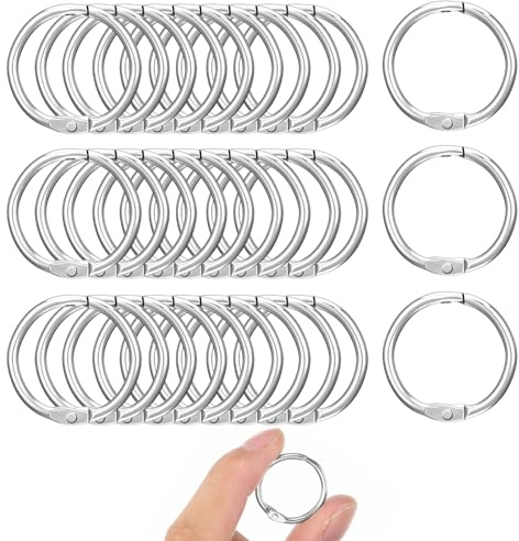 LIQWEI 30 Pcs Binder Rings, Metal Book Rings Paper Ring 25mm Inner Diameter, Loose Leaf Binders Books Ring Reinforcements for File Paper Book Binding Crafting, Scrapbooking(25mm)
