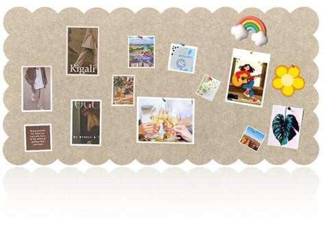 Felt Pin Board Decorative Corkboard Large, 120 x 60 cm Foldable Felt Bulletin Board Cork Boards Alternative with 20 Pushpins for Photo Memo DIY (Camel)
