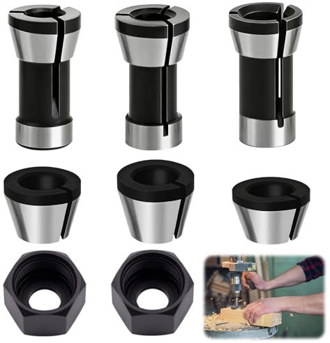 8 PCS Portabrocas de Enrutador Precisión Acero al Carbono 6/6.35/8mm