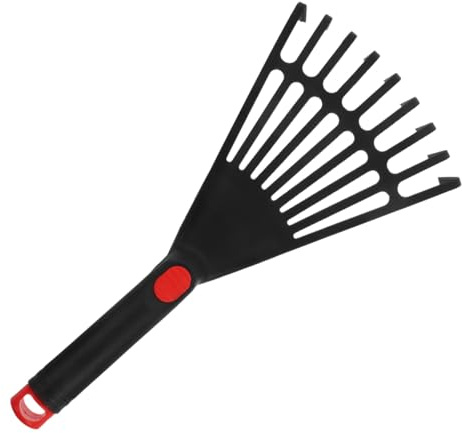 Artibetter Rastrillo Pequeño de Plástico para Jardín y Césped, Herramienta Manual Ligera para Rastrillar Hojas y Parterres, con Mango Negro, Adecuado para Uso Exterior y Jardinería Doméstica