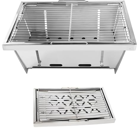 Fällbar kolgrill, bärbar grillgrill i rostfritt stål för utomhuscamping, grillning i bakgården