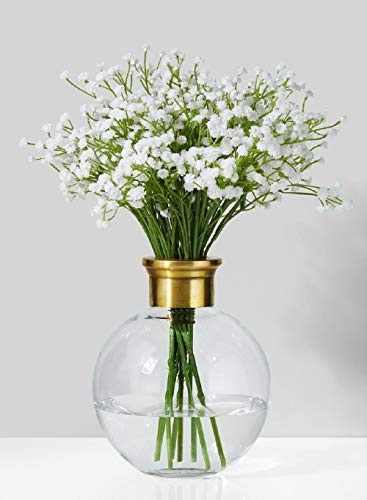 Serene Spaces Living Small Ball Vase with Gold Rim, Elegant Flower Vase for Wedding Reception, Mini Flower Vases for Home Decor, Vintage Bottle Style, Measures 7 Tall and 5 Diameter