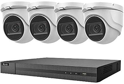 HILOOK 8MP CCTV 4K UHD DVR 8CH SYSTEM INDOOR OUTDOOR 4X VIVID HD CAMERAS 30M NIGHT VISION SECURITY CAMERA KIT UK (4TB HDD, WHITE)