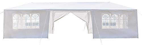 LEADZM Tonnelle de Jardin Pergola d'ombrage étanche 3x9x2,6m Tente de Réception Jardin avec 8 Bâches Amovibles pour Fête Mariage BBQ
