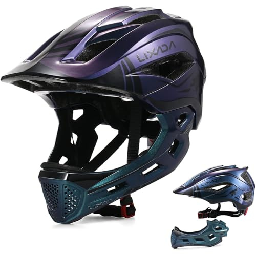 Lixada Kids Full Face Helmet Detachable Child Boys Girls Bike Helmet Protective Gear for Cycling Skateboarding Roller Skating Cycle Helmet 52-58cm