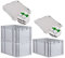 PROREGAL SuperSparSet 3x Eurobox NextGen Grip mit Deckel & grünen Verschlüssen | HxBxT 32x40x60cm | 65 Liter | Griffe geschlossen | Verstärkter Boden | Eurobehälter Transportbox Transportbehälter
