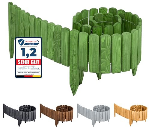 Garronda Beeteinfassung Holz Rollzaun Holzzaun 200 x 10 cm imprägniert Flexibler Rollborder Rasenkante Palisade Gartenzaun Umzäunung für Garten GD-0046 (Darkgrün, Höhe: 10 cm)