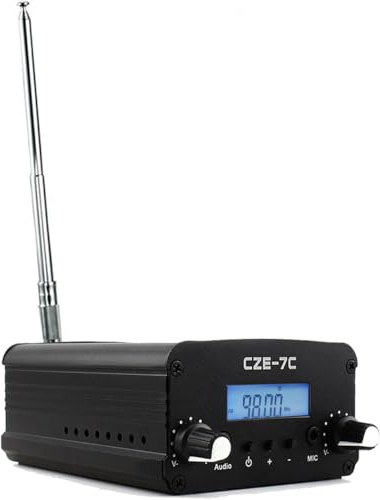 YOVDA 7W FM Radio Broadcast Transmitter for Church, Long Range, Stereo, Mini Radio Station with 3.5mm Mic Audio Jack for Drive-in Movie, Church Parking Lot, Lights Fireworks Show