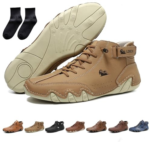 Bottes hautes italiennes en cuir véritable faites à la main, chaussures Beck for hommes, imperméables, légères, respirantes, antidérapantes, chaussures à enfiler for la randonnée, le camping et la con