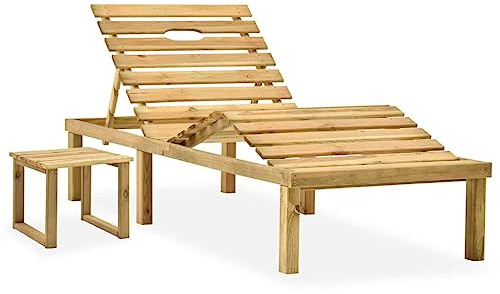 CKioict Relaxliege Liegestuhl Lounge möbel Outdoor Balkon möbel Set Garten-Sonnenliege mit Tisch Kiefernholz Imprägniertfür Patio-Garten-Strand-Pool