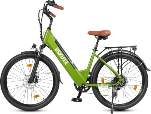 ESKUTE C100 Plus Bici Elettrica, 26 Pollici Bicicletta Elettrica, Motore 250W, Batteria Rimovibile 36V 13Ah, Velocità Massima di 25 km/h, 7 Velocità, Display LCD, E-bike per Adulti