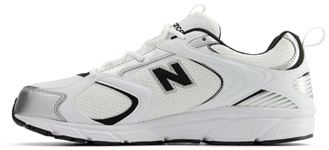 New Balance Baskets 408 V1 pour Homme, Blanc/Noir/Argent, 41.5 EU