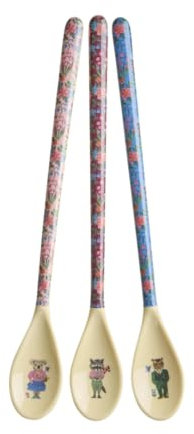 Rice - Juego de 3 cucharas con estampado de Nathalie Lété, juego de tazas de melamina, arnés, para niños, camping, barbacoa, picnic, irrompible, reutilizable, de plástico