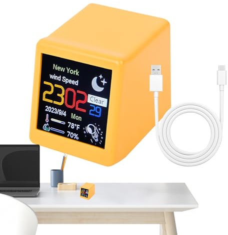 yybng Orologio meteorologico, orologio meteorologico digitale,Piccola decorazione del desktop per clima intelligente | Monitoraggio domestico ricaricabile Data Data Desktop Controllo Smart Controllo