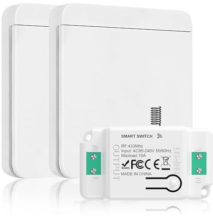 Idota Juego de interruptores de luz inalámbricos con receptor, no requiere cableado