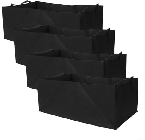 Bolsas de cultivo de jardín, tela no tejida en forma rectangular, juego de 4 para un fácil manejo y crecimiento mejorado de plantas jóvenes (50 x 30 x 20)