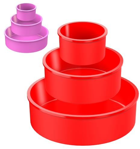 Moldes Silicona Reposteria Redondo 3Pcs | Molde para Tarta | Molde para Pastel | Molde Quiche | Molde SILICONA Bizcocho Horno | Moldes Silicona Freidora de Aire | Molde Desmontable Antiadherente