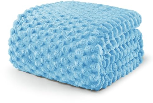 Exclusivo Mezcla Plaid Couverture Polaire 150 x 200 cm, Plaid Jeté de Canapé, Couverture pour Le lit léger Douillet et Moelleux pour Toute la Saison, Bleu