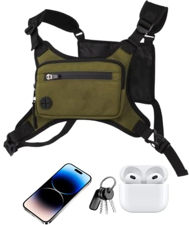 Poche de poitrine de moto avec courroie réglable - Réglage individuel Plasseur Brasstort | Pocket de gilet respirant pour la randonnée à vélo Camping pour les cartes de banque d'alimentation du téléph