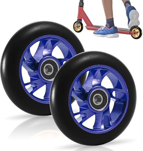 2 Piezas 120MM RuedasZ De Patinete ScooterZ,ABEC-9 RuedasZ De ScooterZ,Stunt Scooter Ruedas,Ruedas Stunt Scooter Para ScooterZ,Unisex Adulto(Azul Oscuro)