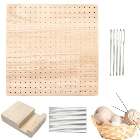 Tavola Per Quadrata All'uncinetto - Tappetino Per Per Maglieria Fai-da-te Con Griglia Per Picchetti Per Filato, Set Di 50 Ferri Da Maglia, 1 Uncinetto E 20 Aste | Strumenti Artigianali