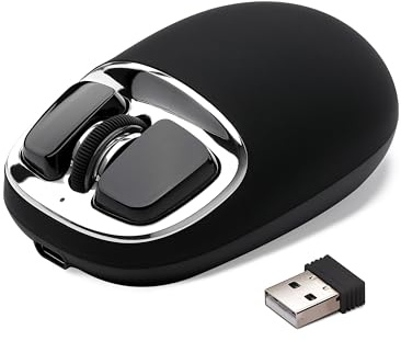 YUNZII C1 Silikon Trådlös mus, 4800 DPI Optisk Spårning, 6 Justeringsnivåer, Tri-Läge 2,4G/USB-C/Bluetooth-mus,Anpassningsbar Mus för Bärbar dator, dator, iPad, MacBook (Svart silver) | 6-nivå DPI, optisk spårning, 500 mAh batteri, 2,4 G/USB-C/BT, anpassade möss för bärbar dator, dator, iPad, MacBook