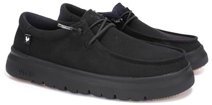 PITAS | Cannes | Mocasines de Mujer | Náuticos Casual | Zapatillas de Tela | Zapatos sin Cordones | Deportivas Casuales | Calzado de Walkinpitas | Negro 41